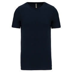 T-shirt col V slim manches courtes marine Kariban