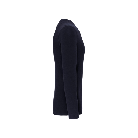 T-shirt col rond manches longues slim marine Kariban – vue 3