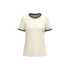 T-shirt ringer écoresponsable effet délavé femme Blanc Native Spirit