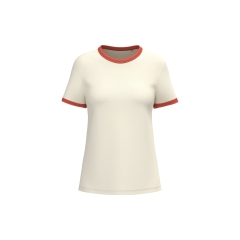 T-shirt ringer écoresponsable effet délavé femme Ivoire / Paprika délavé Native Spirit