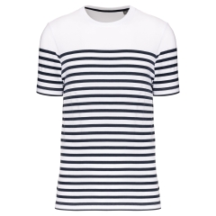 T-shirt marin col rond Bio Blanc Navy Stripes Kariban