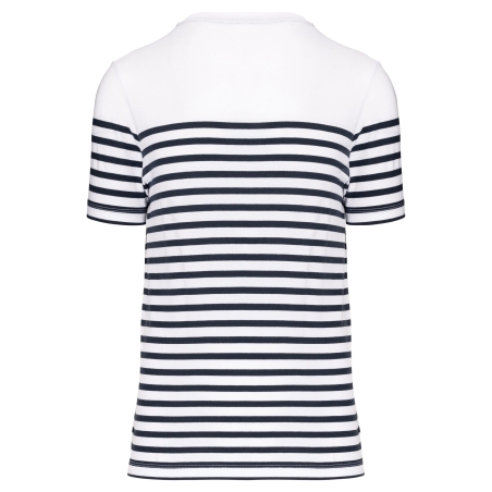 T-shirt marin col rond Bio Blanc Navy Stripes Kariban – vue 2