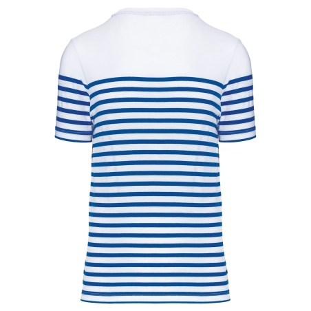 T-shirt marin col rond Bio homme Blanc rayé bleu roi Kariban – vue 2