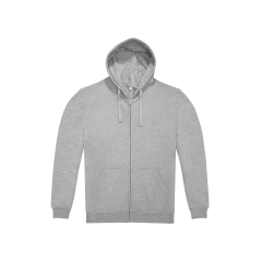 Sweat capuche zippé gris B&C ID.224 – 280 g/m² (50/50)