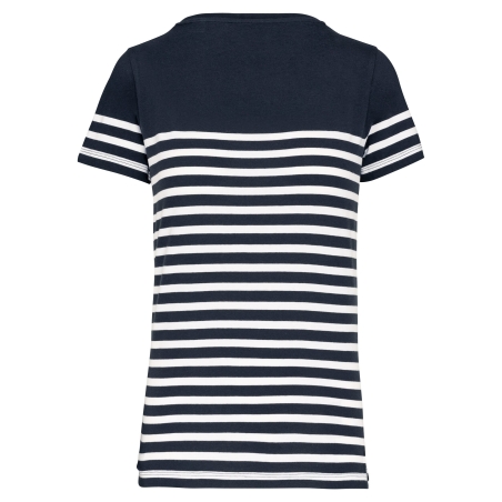 T-shirt marin rayé Bio col rond femme Marine Kariban – vue 2