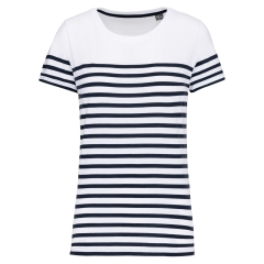 T-shirt marin col rond Bio femme Blanc/Rayures Kariban