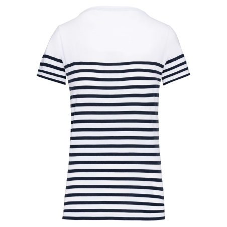 T-shirt marin col rond Bio femme Blanc/Rayures Kariban – vue 2