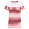 T-shirt marin col rond Bio femme Blanc rayures rouges Kariban