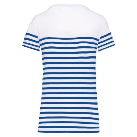 T-shirt marin col rond Bio femme Blanc Rayé Kariban – vue 2