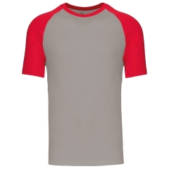 T-shirt bicolore manches raglan Gris/Rouge Kariban