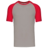 T-shirt bicolore manches raglan Gris/Rouge Kariban