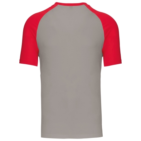 T-shirt bicolore manches raglan Gris/Rouge Kariban – vue 2