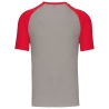 T-shirt bicolore manches raglan Gris/Rouge Kariban – vue 2