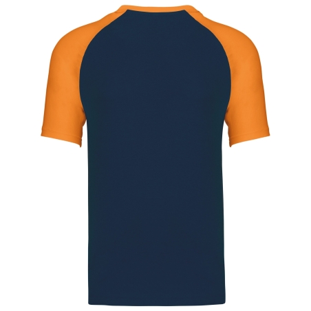 T-shirt bicolore manches raglan Marine/Orange Kariban – vue 2