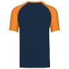 T-shirt bicolore manches raglan Marine/Orange Kariban – vue 2