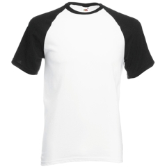 T-shirt baseball Valueweight Blanc/Noir Fruit of the Loom