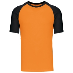 T-shirt bicolore manches raglan orange/noir Kariban