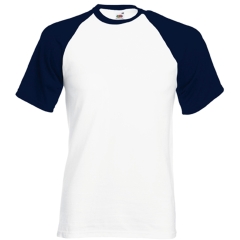 T-shirt baseball Valueweight Blanc / Marine Fruit of the Loom