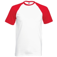 T-shirt Baseball Valueweight Blanc/Rouge Fruit of the Loom