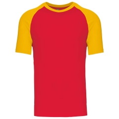 T-shirt bicolore manches raglan rouge Kariban – 165 g/m²