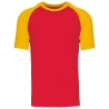 T-shirt bicolore manches raglan rouge Kariban – 165 g/m²