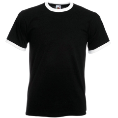 T-shirt Ringer Valueweight Noir/Blanc Fruit of the Loom