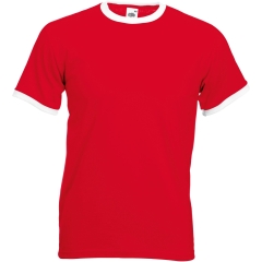 T-shirt Ringer Valueweight Rouge / Blanc Fruit of the Loom