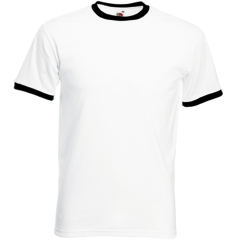 T-shirt Ringer Blanc/Noir Valueweight Fruit of the Loom