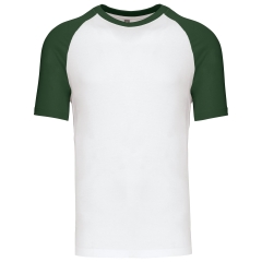 T-shirt bicolore manches raglan Blanc/Vert Forêt Kariban