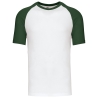 T-shirt bicolore manches raglan Blanc/Vert Forêt Kariban