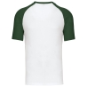 T-shirt bicolore manches raglan Blanc/Vert Forêt Kariban – vue 2