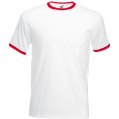 T-shirt Ringer Valueweight Blanc/Rouge Fruit of the Loom