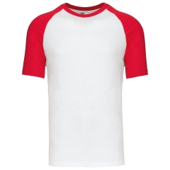T-shirt bicolore manches raglan Blanc/Rouge Kariban