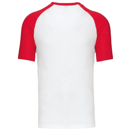 T-shirt bicolore manches raglan Blanc/Rouge Kariban – vue 2