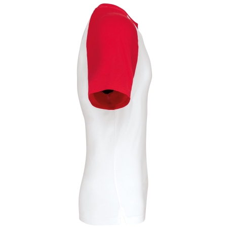 T-shirt bicolore manches raglan Blanc/Rouge Kariban – vue 3