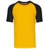 T-shirt bicolore manches courtes Jaune/Noir Kariban Baseball