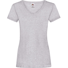 T-shirt femme col V Heather Grey Fruit of the Loom 165 g/m²