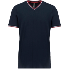 T-shirt maille piquée col V homme Marine / Rouge / Blanc – Kariban