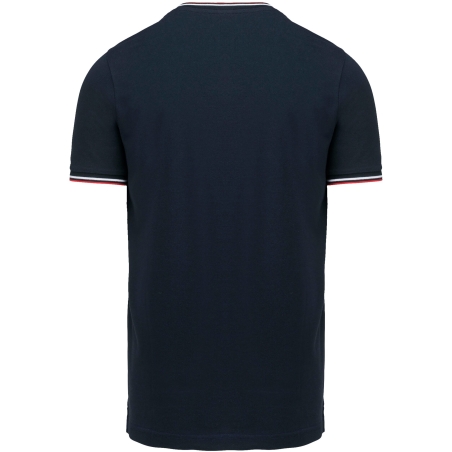 T-shirt maille piquée col V homme Marine / Rouge / Blanc – Kariban – vue 2