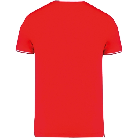 T-shirt maille piquée col V rouge rayures Kariban – vue 2