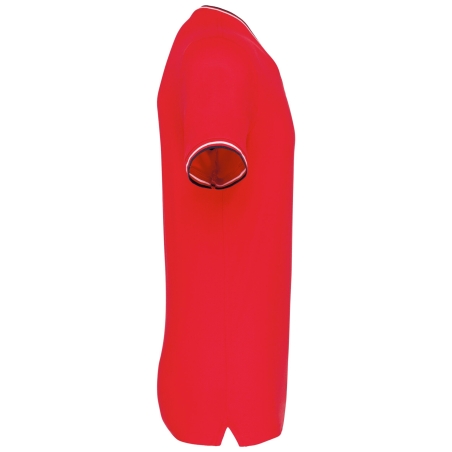 T-shirt maille piquée col V rouge rayures Kariban – vue 3