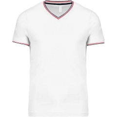 T-shirt maille piquée col V homme Blanc Kariban