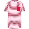 T-shirt rayé marin poche poitrine blanc/rouge Kariban