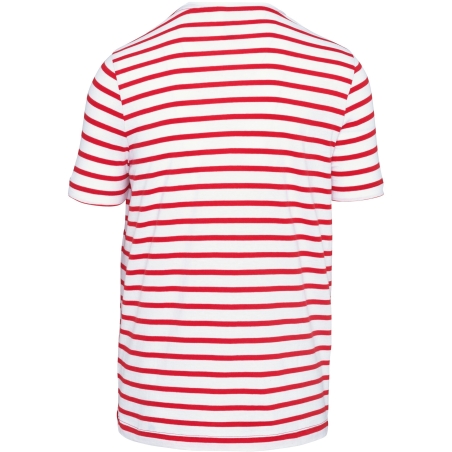 T-shirt rayé marin poche poitrine blanc/rouge Kariban – vue 2