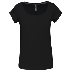 T-shirt col bateau manches courtes femme Noir – Kariban