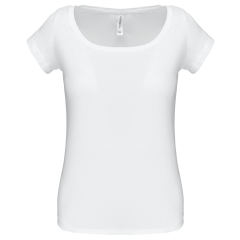 T-shirt col bateau manches courtes femme Blanc Kariban