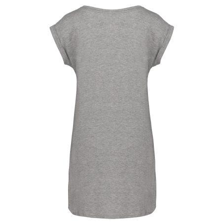 T-shirt long femme gris chiné Kariban – Coupe fluide – vue 2