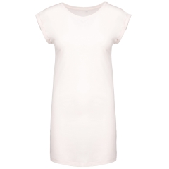 T-shirt long femme blanc cassé – Coupe fluide | Kariban