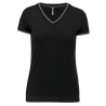 T-shirt maille piquée col V femme Noir Kariban