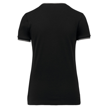 T-shirt maille piquée col V femme Noir Kariban – vue 2